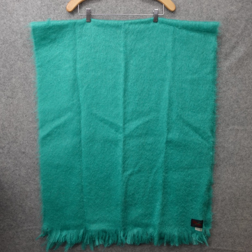 Vintage Wool Mohair Shawl Wrap Womens Blue Throw Blanket Scottish GARTMORN 28x70